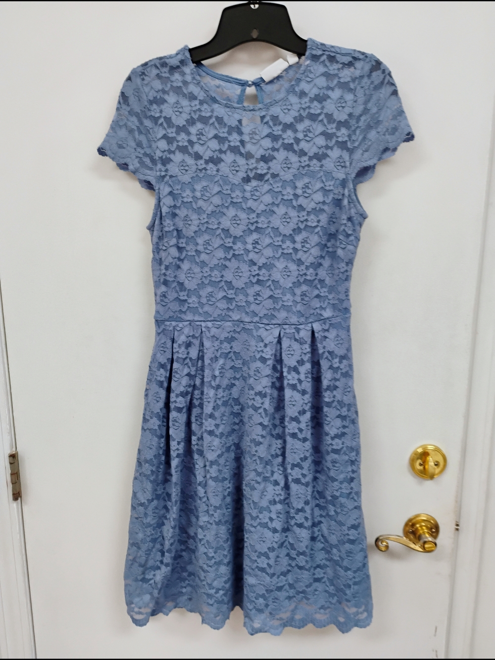 VILA Blue Lace Fit & Flare Dress M